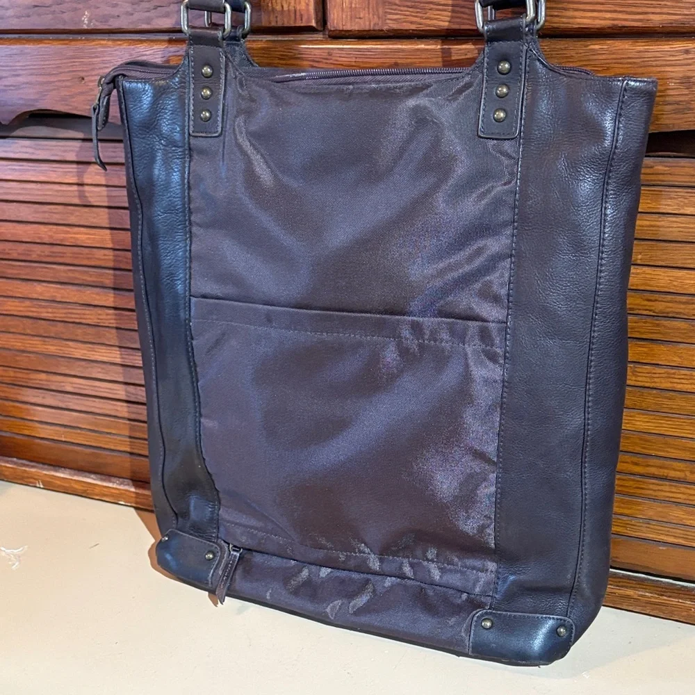 Chic Black Leather Tote with Stud Details